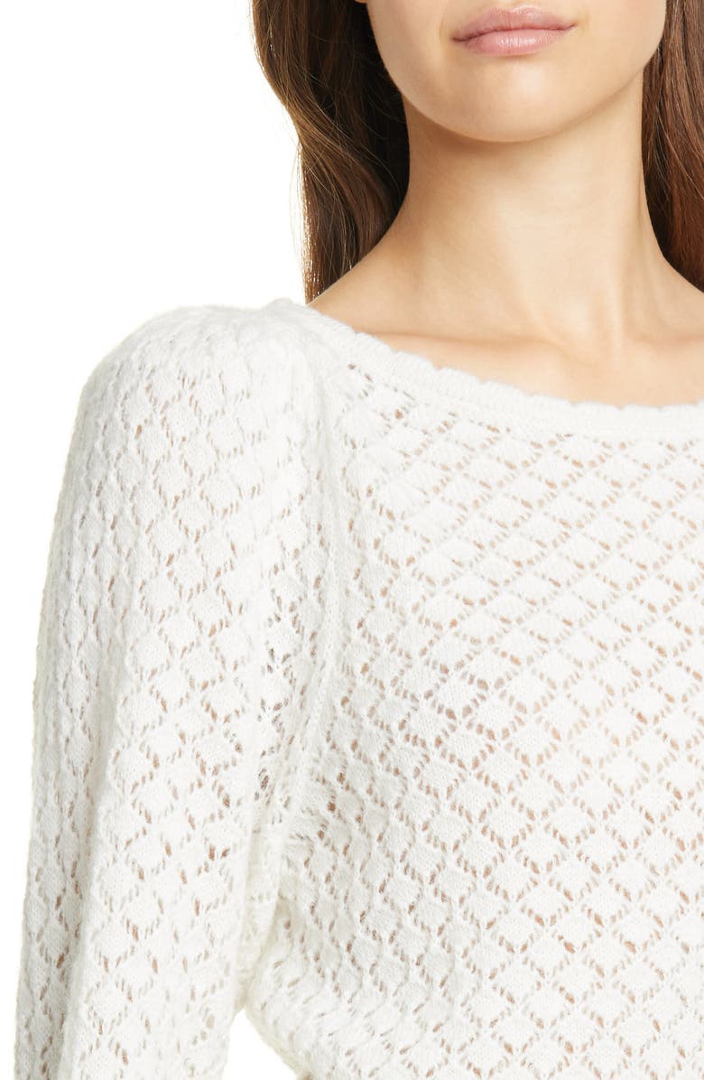 Joie Moxya Pointelle Puff Sleeve Sweater, Alternate, color,