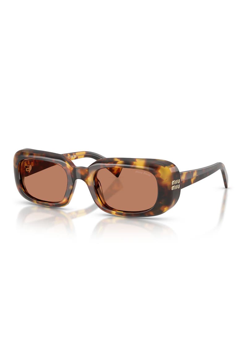 52mm Rectangular Sunglasses, Alternate, color, HONEY HAVANA / BROWN
