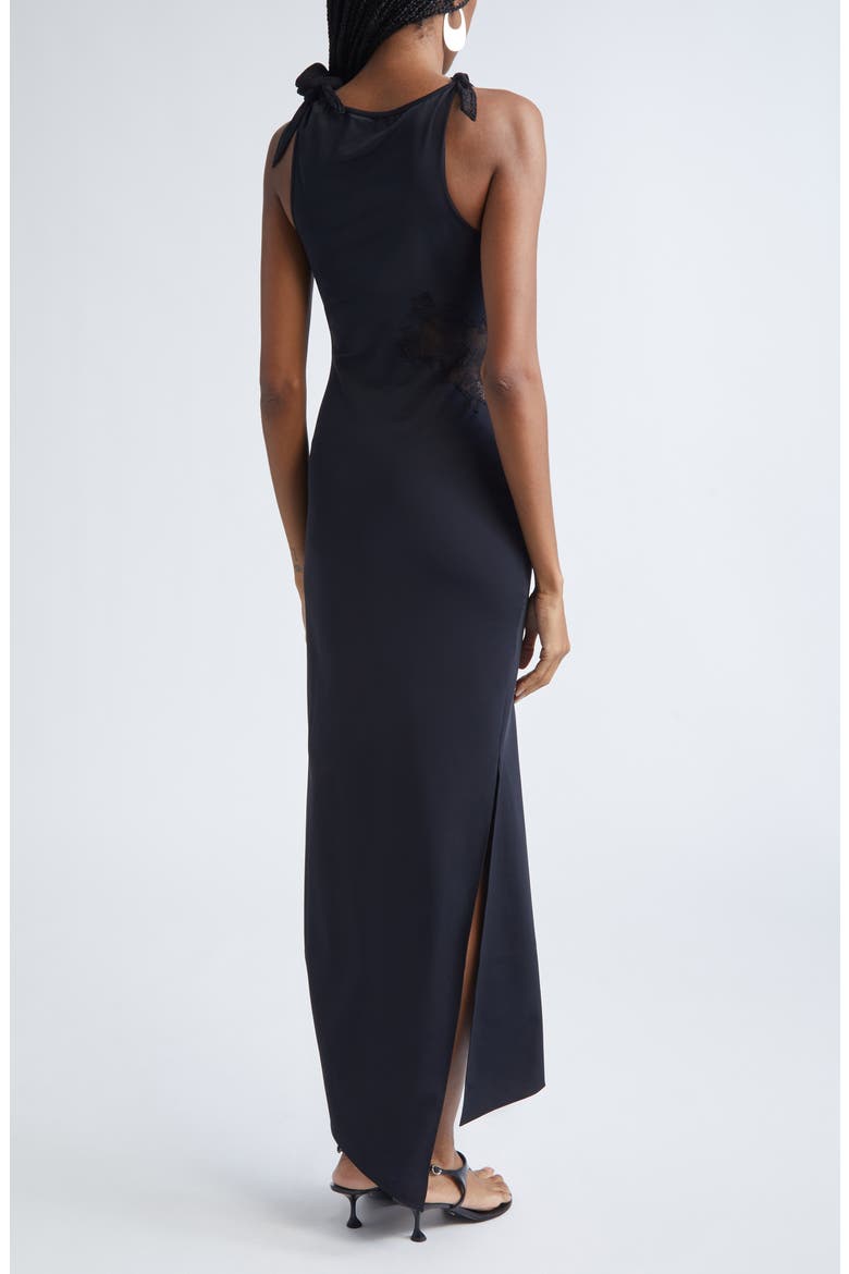 Flower Asymmetric Lace Dress, Alternate, color, BLACK
