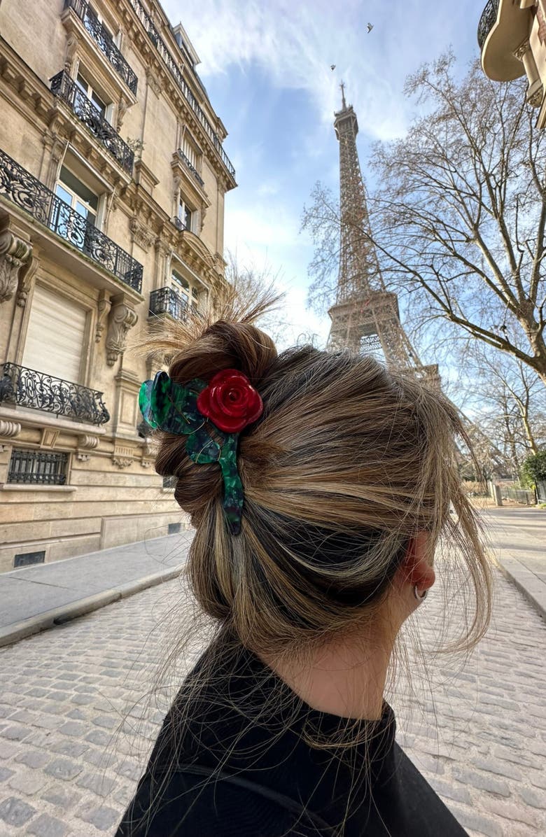 Solar Eclipse Origami Rose Stem Flower Claw Clip, Alternate, color, 