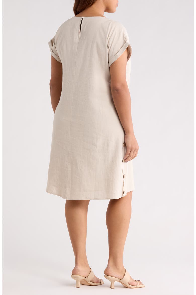 short linen blend dress Express Plus Size Women's Floral Linen-Blend Puff Sleeve Smocked Back Mini Dress XL