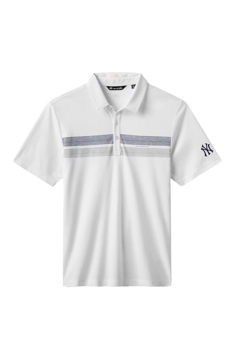 TravisMathew Men's TravisMathew White New York Yankees Top Recruit Tri-Blend Polo, Alternate, color, White