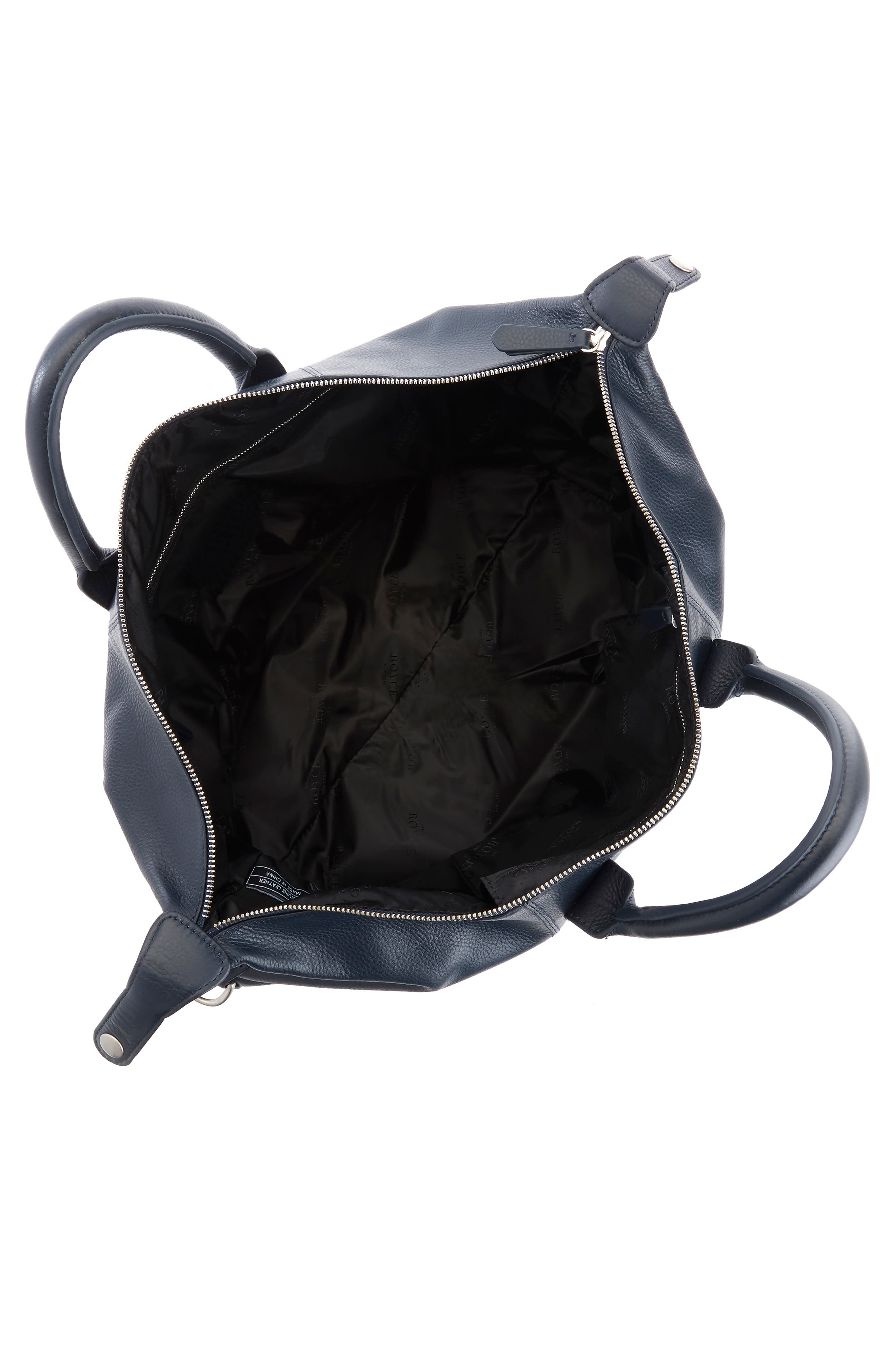 ROYCE New York Personalized Leather Tote with Wristlet, Alternate, color, Black- Deboss