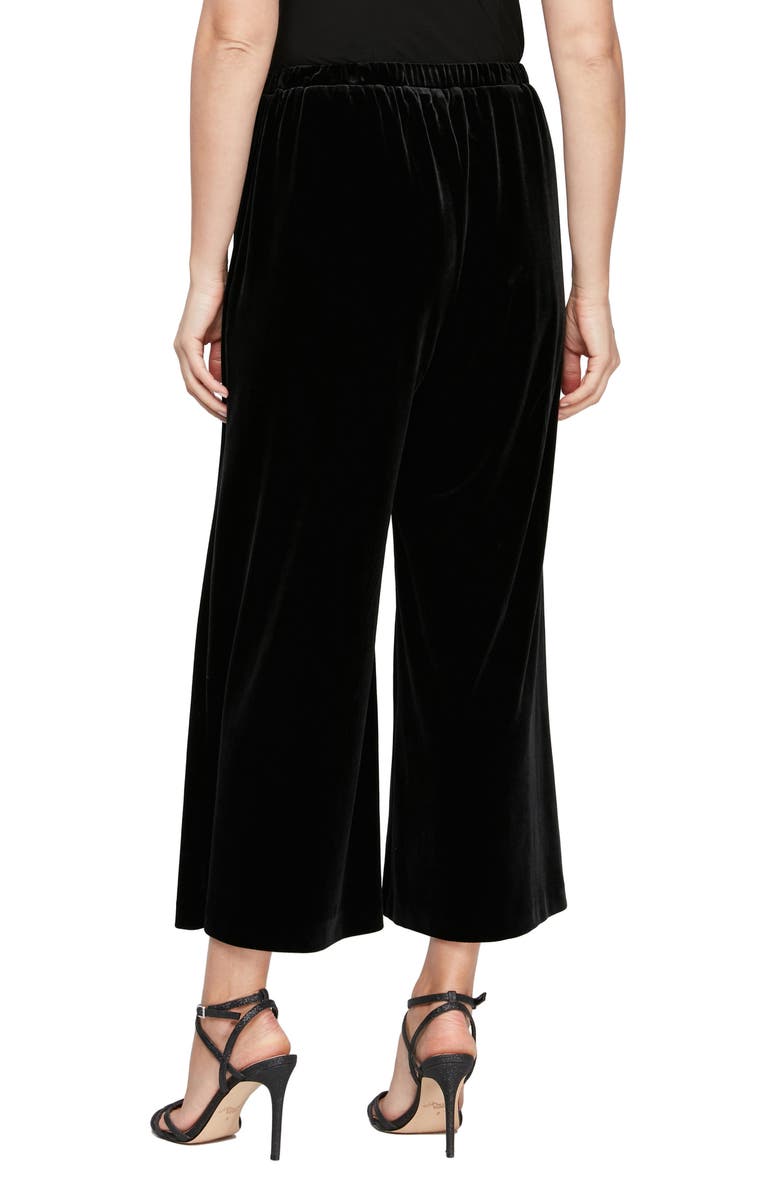 Alex Evenings Velvet Crop Wide Leg Pants, Alternate, color, 