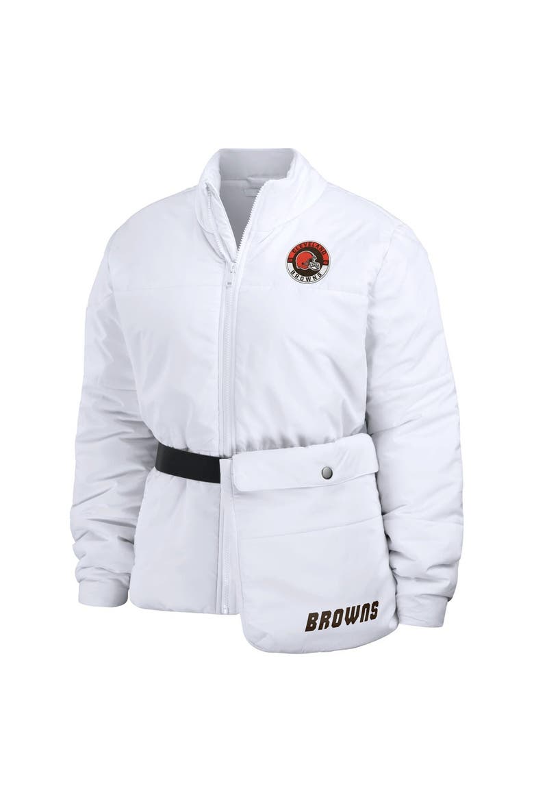 Women's WEAR by Erin Andrews  White Cleveland Browns Packaway Full-Zip Puffer Jacket, Alternate, color, White