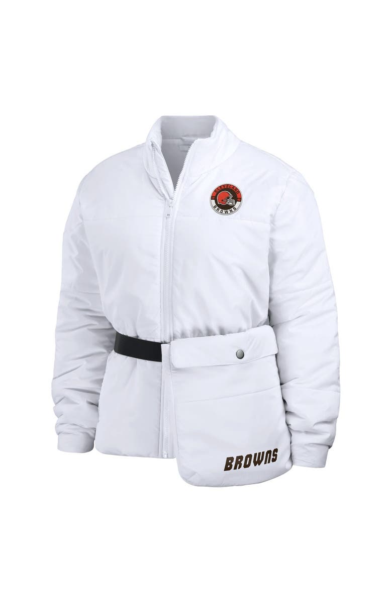 WEAR by Erin Andrews Women's WEAR by Erin Andrews  White Cleveland Browns Packaway Full-Zip Puffer Jacket, Alternate, color, White