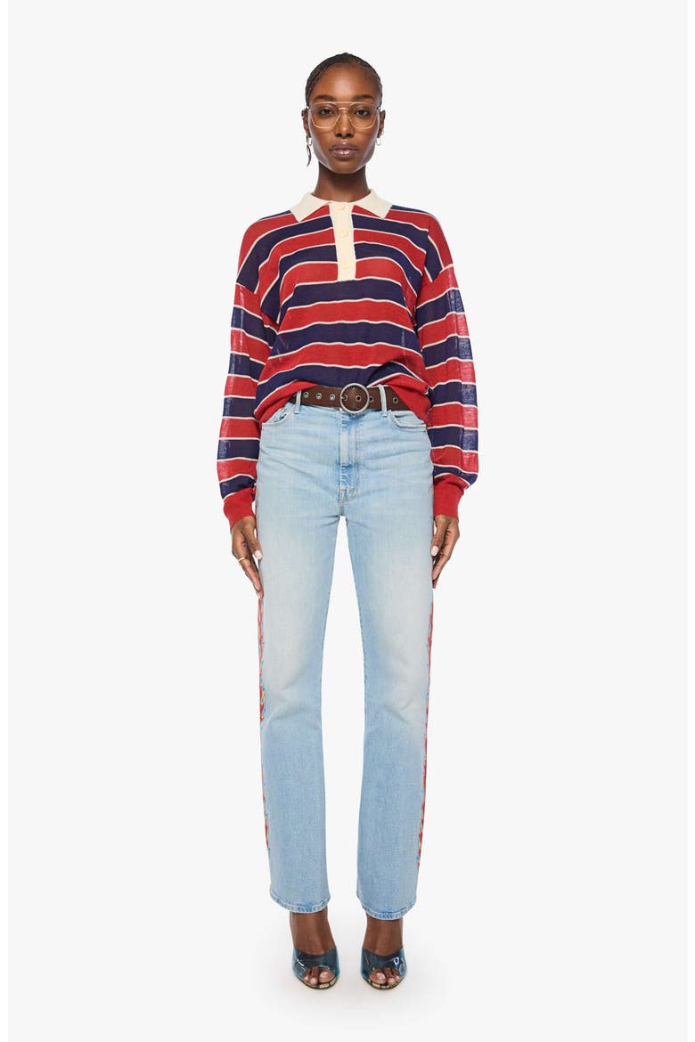 The Biggie Raquette Striped Wool Polo Sweater, Alternate, color, RED AND NAVY STRIPE