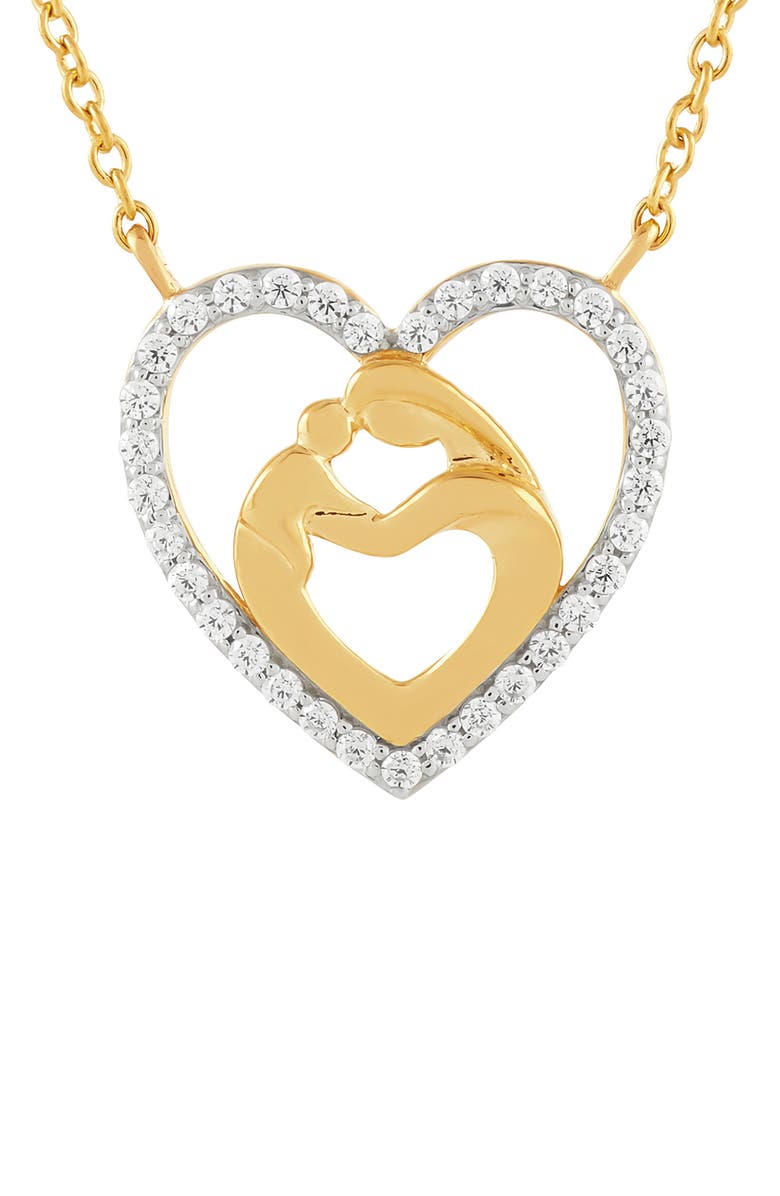 Frankie & Zoe 10K Gold Diamond Mother & Child Heart Pendant Necklace, Main, color, Yellow Gold