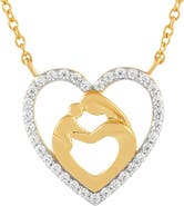 Frankie & Zoe 10K Gold Diamond Mother & Child Heart Pendant Necklace