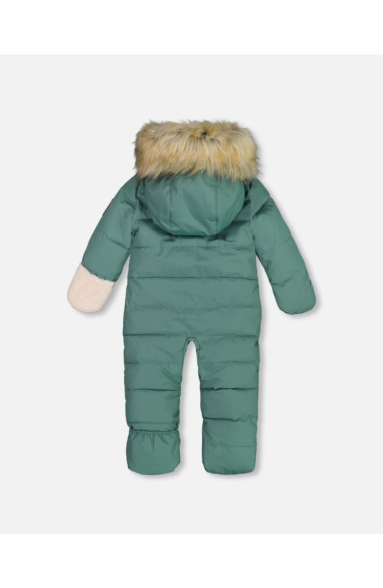 Deux par Deux Baby Boy's One Piece Baby Hooded Snowsuit Silver Pine Designed For Car Seat, Alternate, color, 