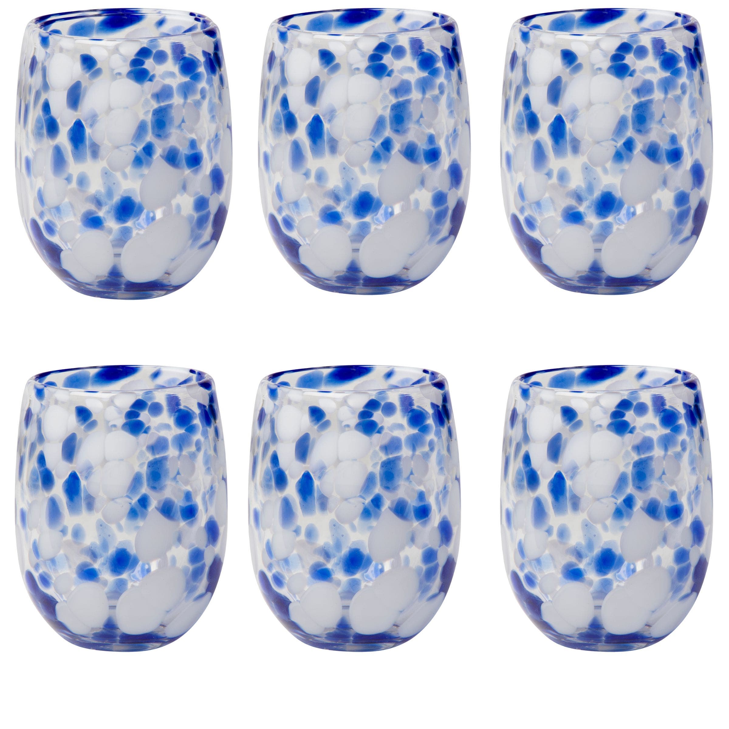 Tag Cobalt Blue Confetti Stemless Drinkware Set Of Six