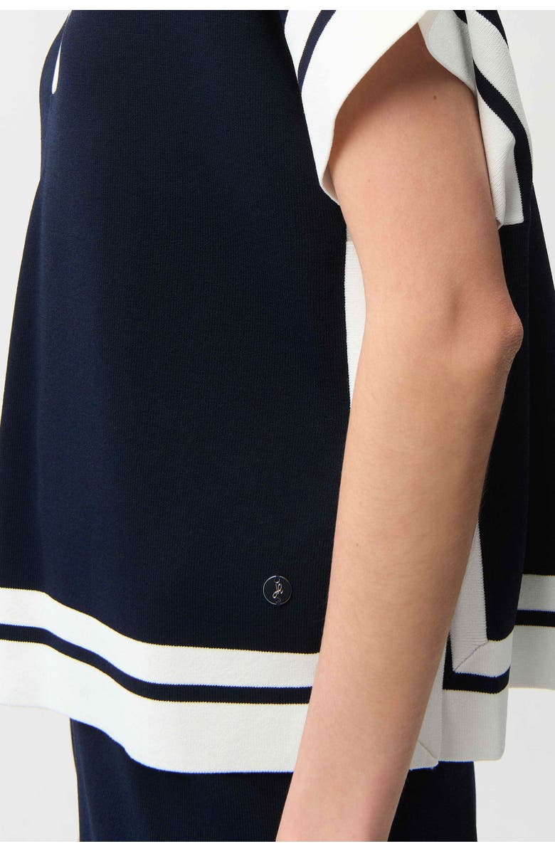 Joseph Ribkoff Viscose Blend Boxy Sweater With Stripe Detail, Alternate, color, Midnight Blue/Vanilla