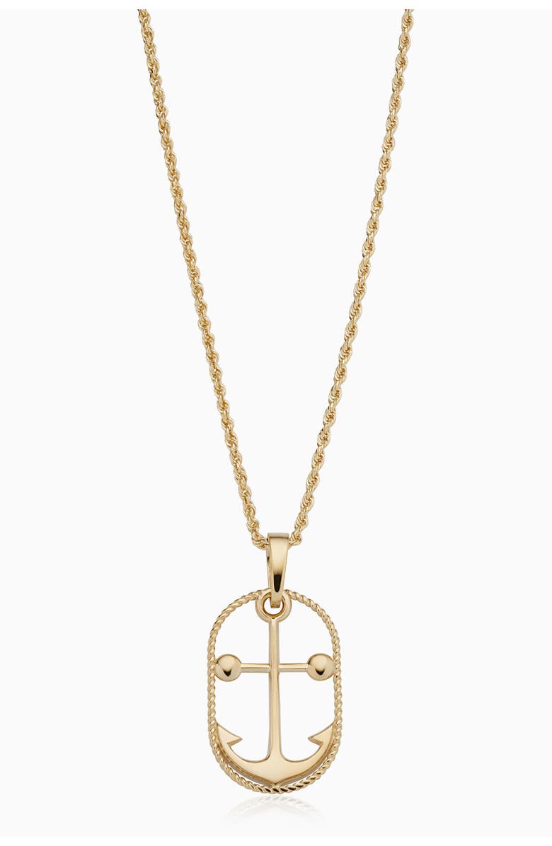Oradina 14K Yellow Gold My Anchor Pendant Necklace, Main, color, Yellow Gold