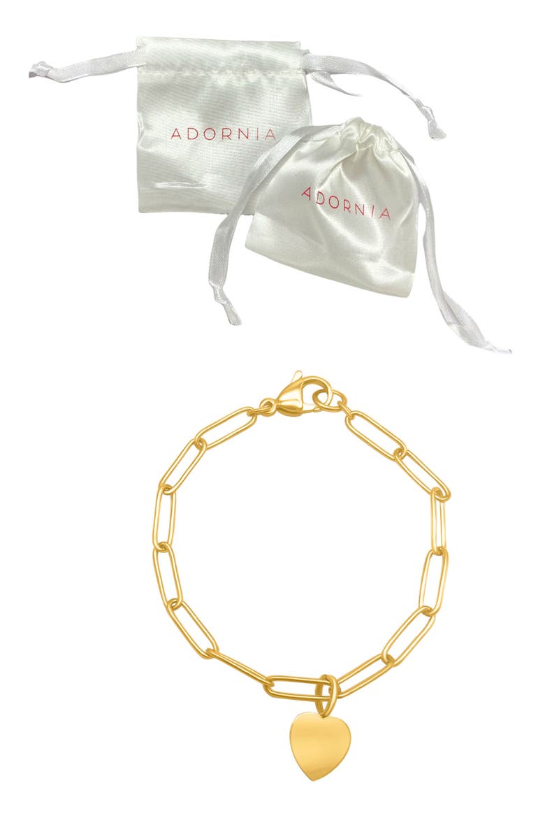 14K Gold Plated Paperclip Chain Heart Charm Bracelet, Alternate, color, YELLOW