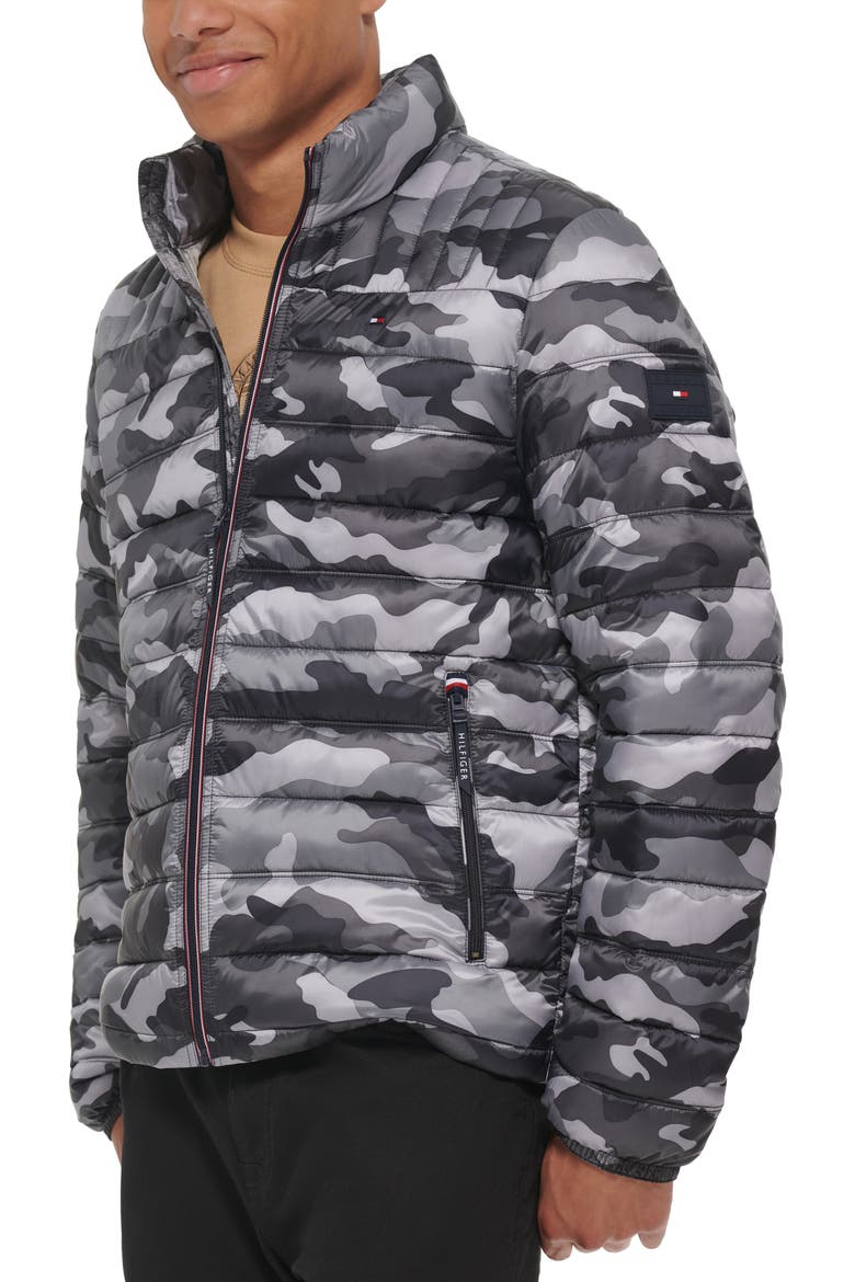 Faux Down Packable Puffer Jacket, Alternate, color, GREY CAMO