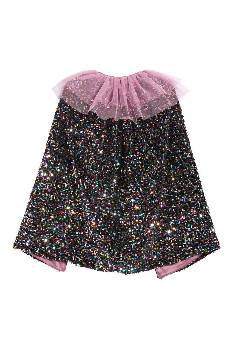 Kids' Dazzle Sequin Cape, Alternate, color, BLACK