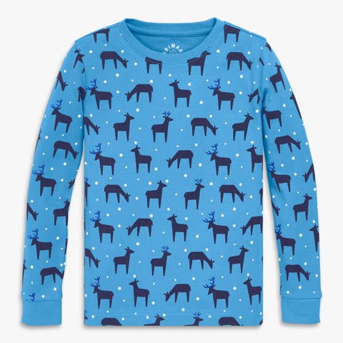 Kids Organic Long Sleeve Pj Top In Holiday Animal Friends (Toddler, Little Kid, Big Kid)