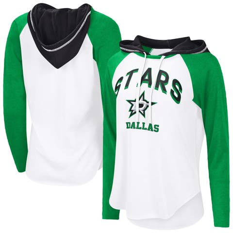 Women
s G-III 4Her by Carl Banks  White Dallas Stars VIP Raglan Long Sleeve Hoodie T-Shirt