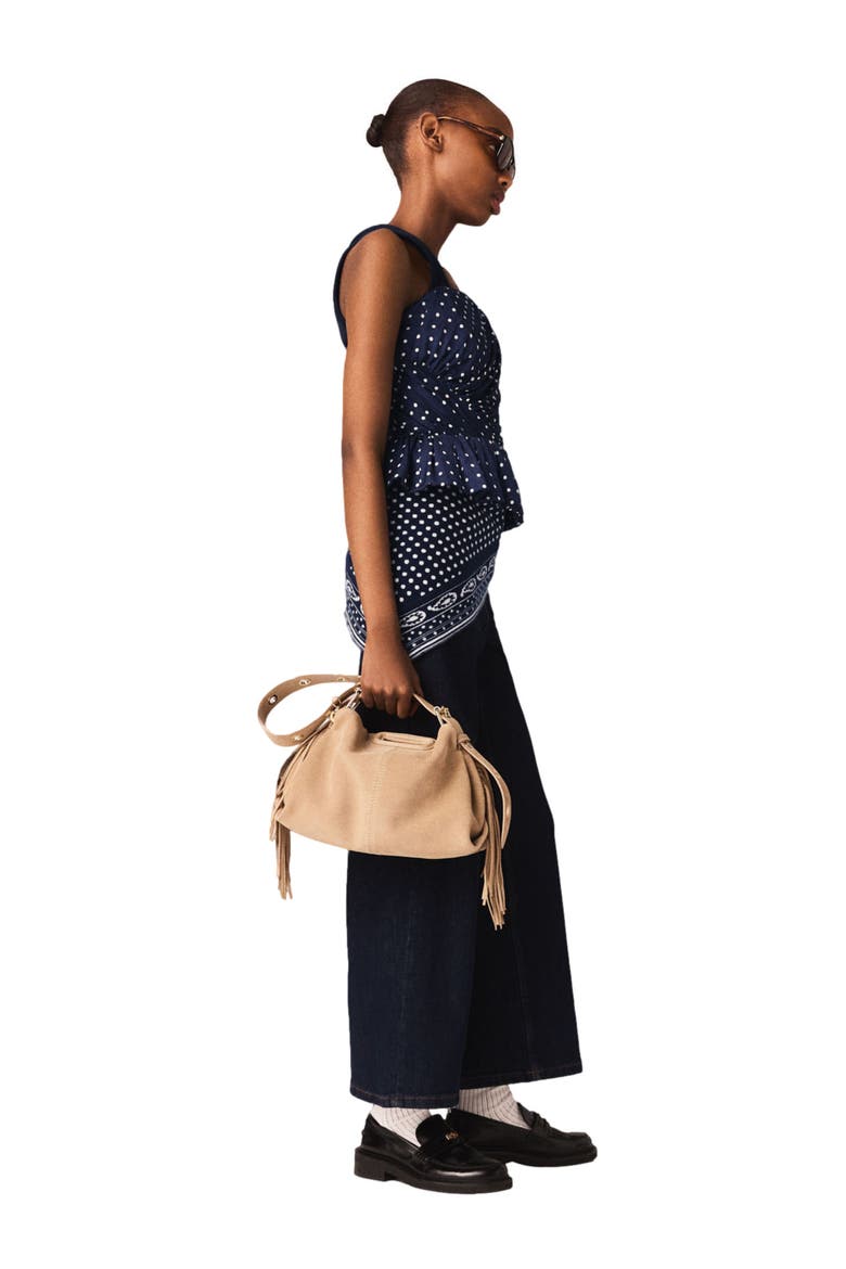 Patterned bustier top, Alternate, color, Navy dot bandana print