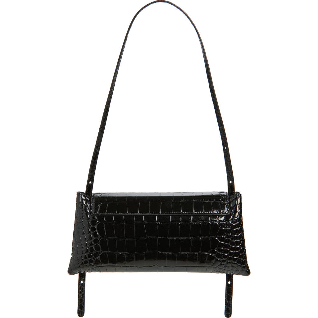 Ree Projects Elieze Croc Embossed Patent Leather Clutch in Black  product