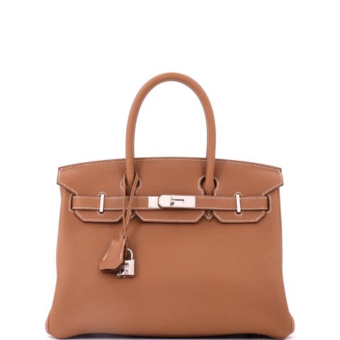 Birkin Handbag Brown Togo with Palladium Hardware 30