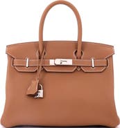 Pre-Owned Hermes Birkin Handbag Brown Togo with Palladium Hardware 30