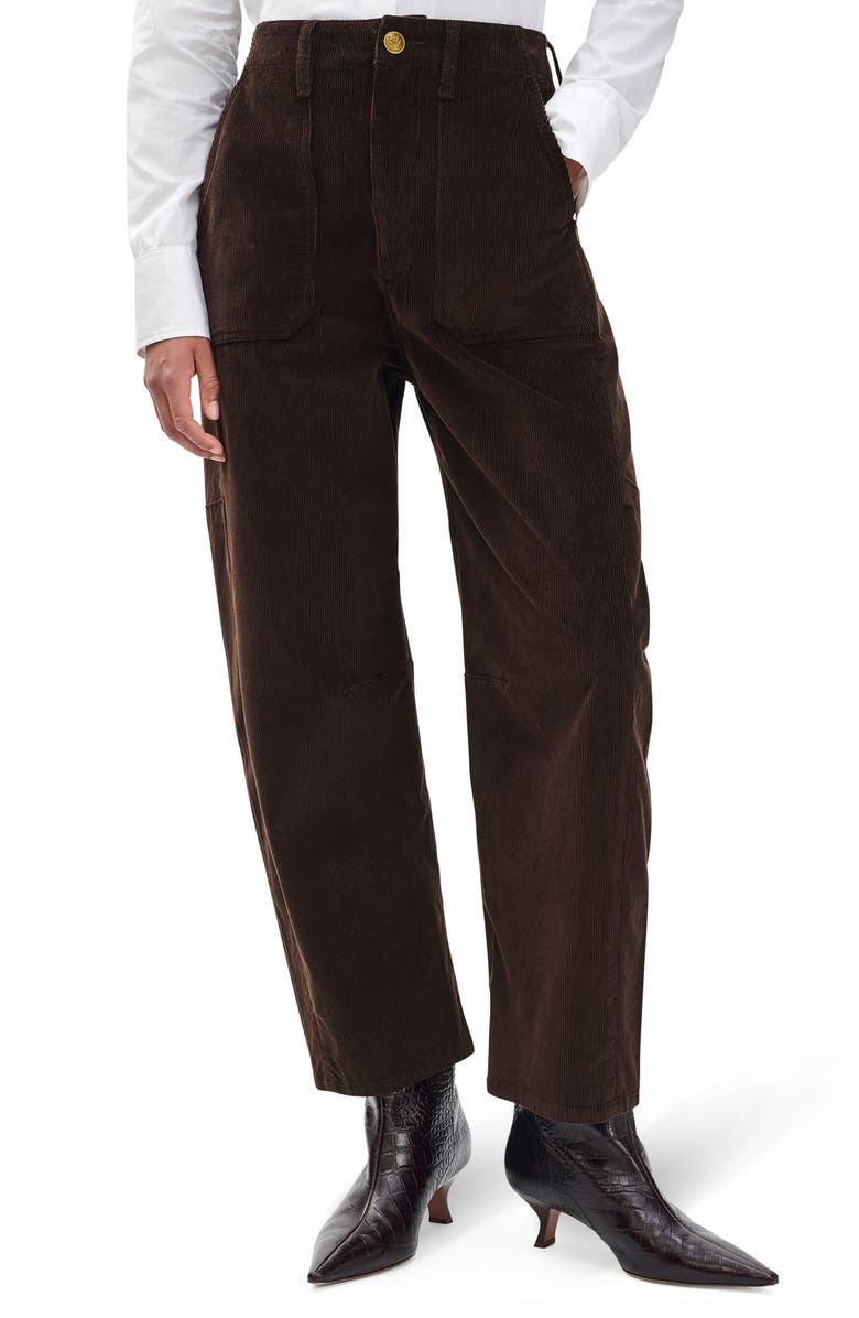 rag & bone Charlie Super High Waist Crop Barrel Corduroy Jeans, Main, color, Dark Brown