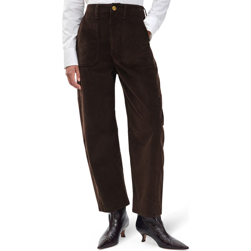 Rag & Bone Charlie Super High Waist Crop Barrel Corduroy Jeans In Brown