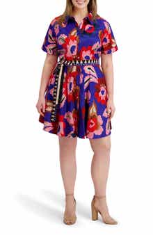 Kensie Printed Belted Shirtdress