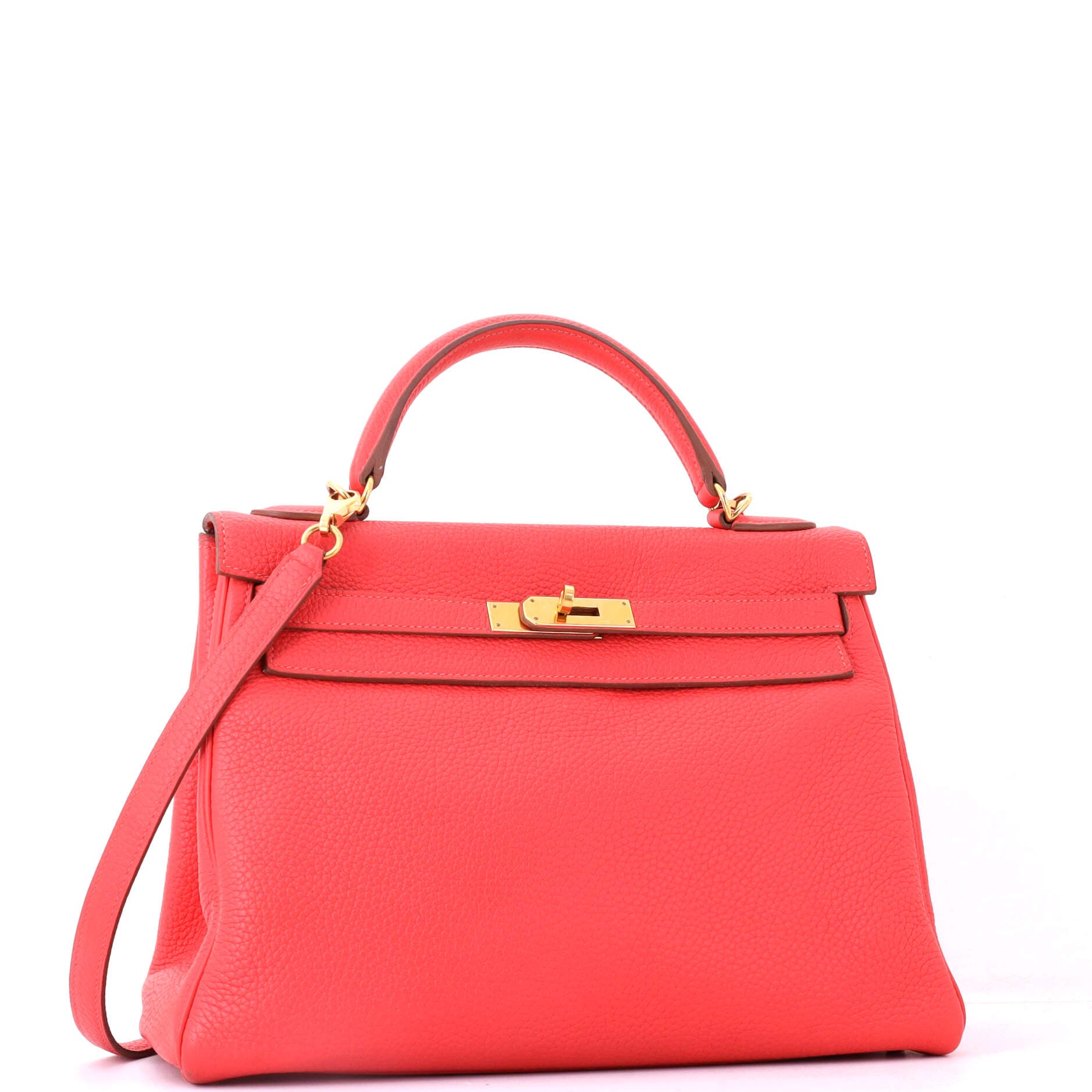 Pre-Owned Hermes Kelly Handbag Pink Clemence with Gold Hardware 32, Alternate, color, Rose Jaipur