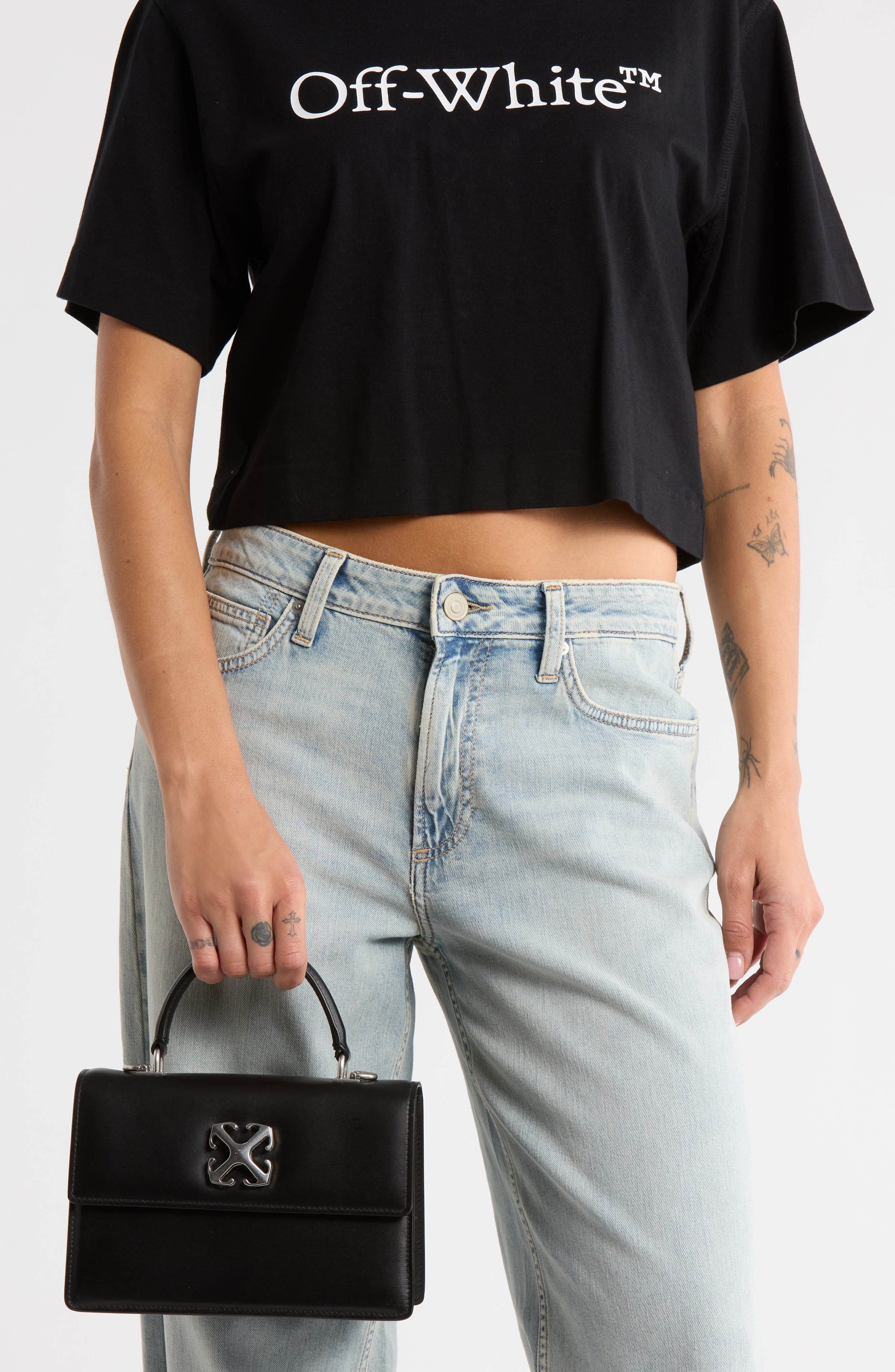 Off-White Jitney 1.4 Top Handle Leather Crossbody, Alternate, color, 