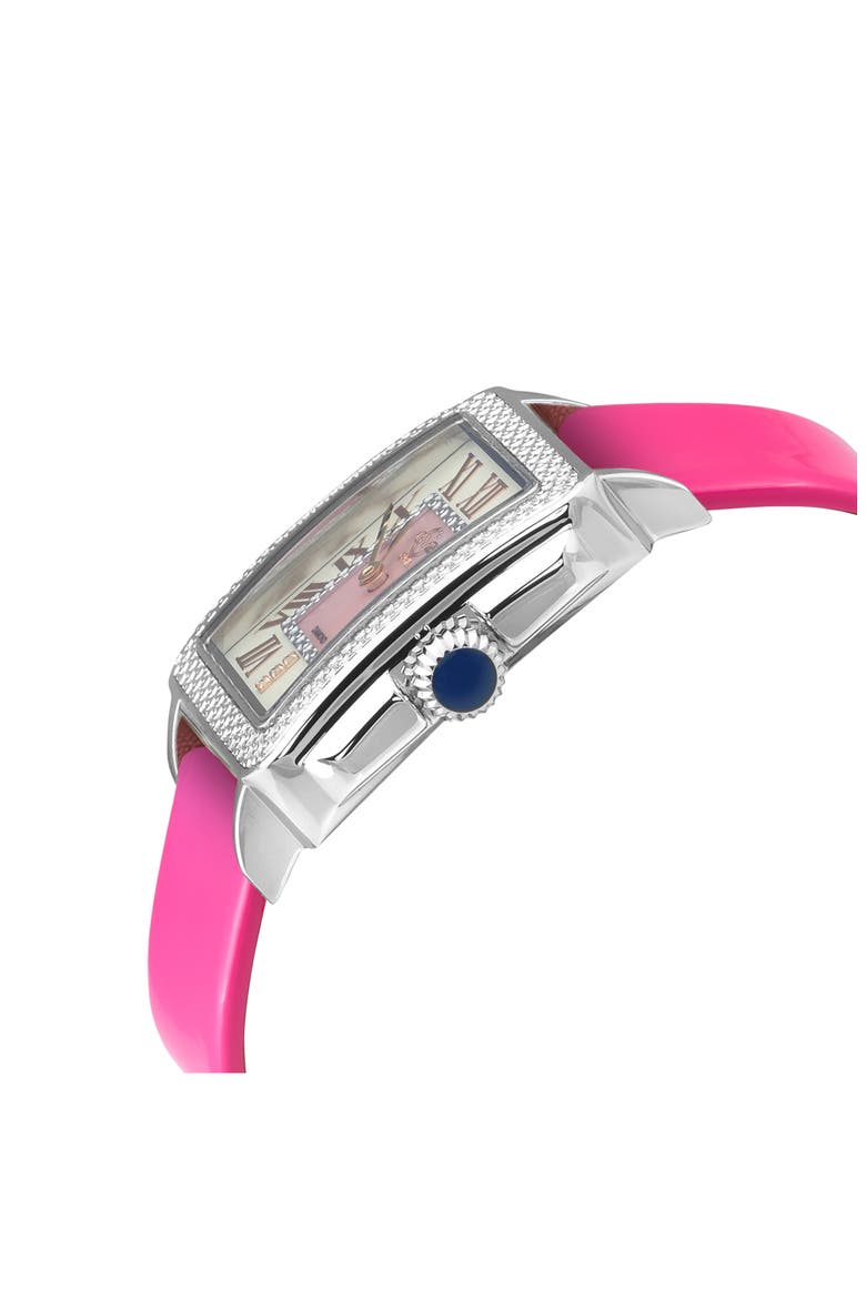 Padova Leather Strap Diamond Watch, 27mm x 30mm, Alternate, color, PINK