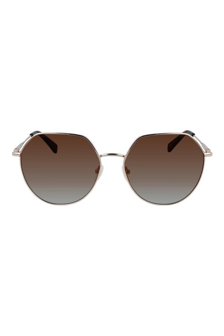 Roseau 60mm Gradient Round Sunglasses, Main, color, ROSE GOLD / BRICK