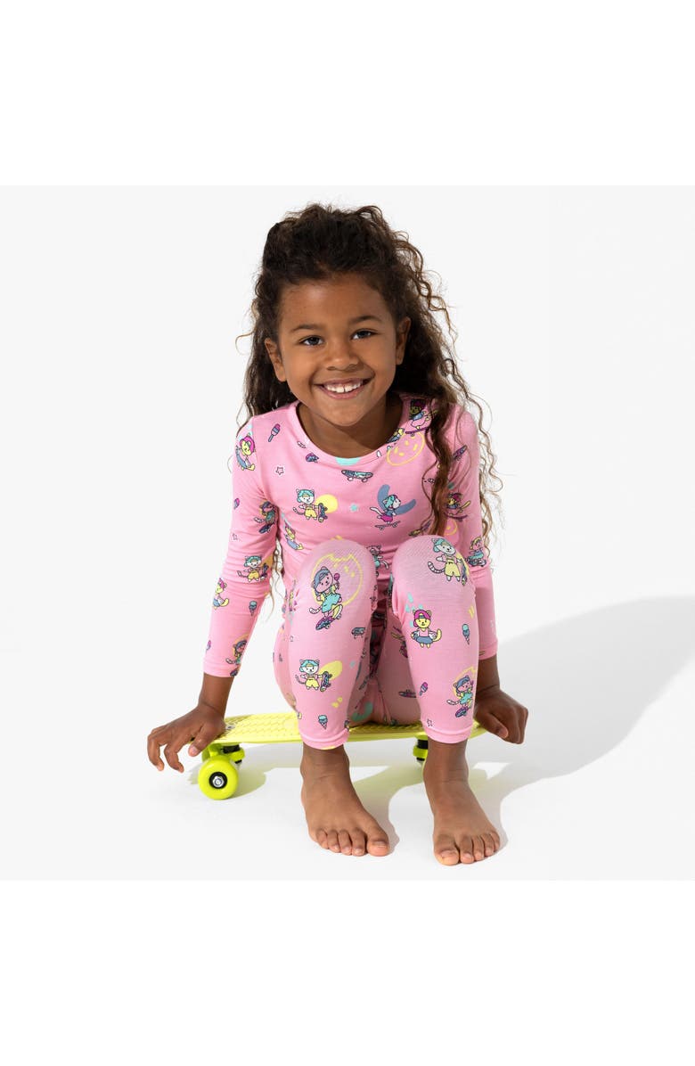 Bellabu Bear Kids' Skater Kitty Set of 2 Piece Pajamas, Alternate, color, Skater Kitty