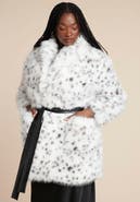 ELOQUII Snow Leopard Belted Coat