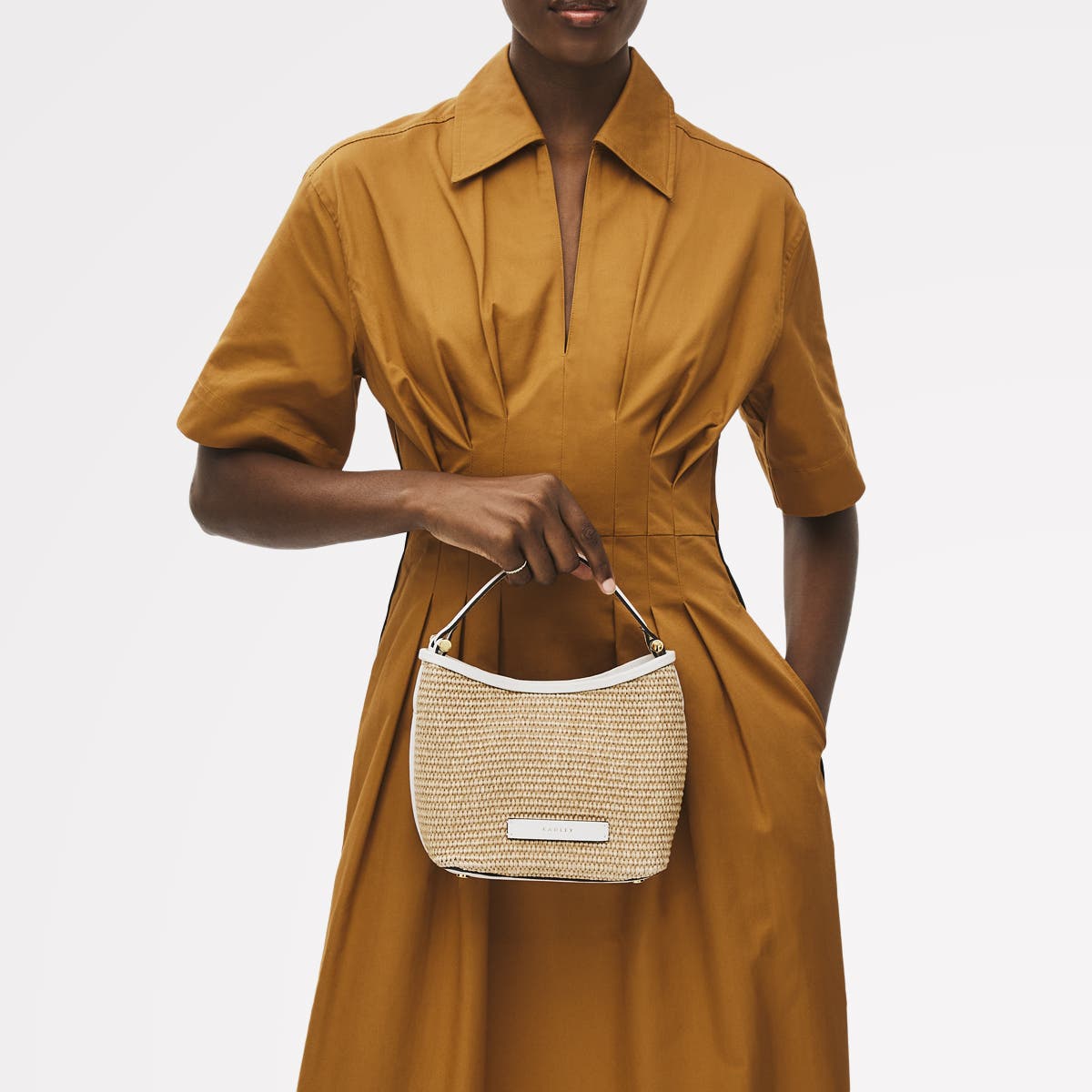 Radley Bathurst Mews - Raffia Small Open Top Satchel Bag, Alternate, color, 