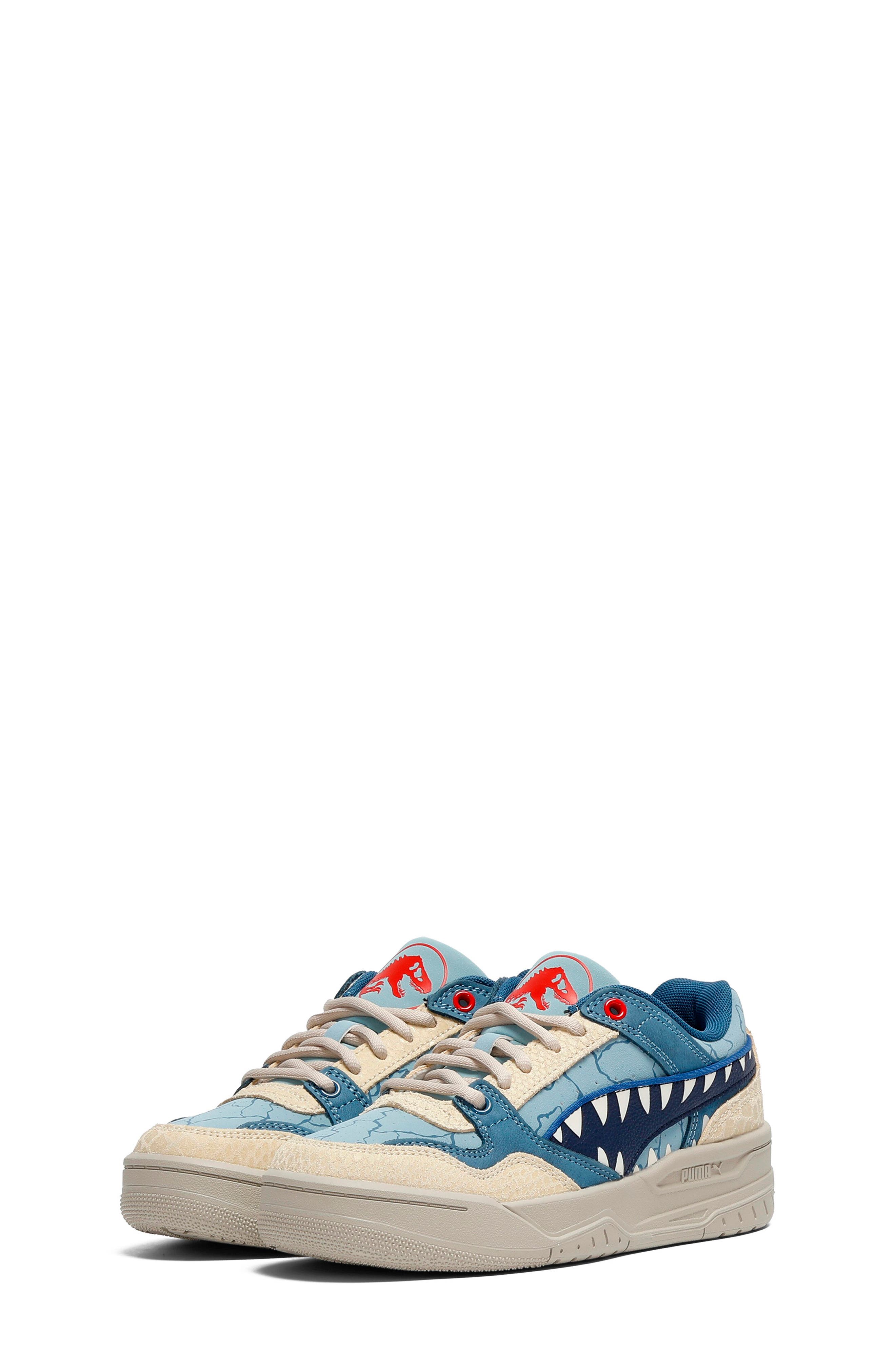 PUMA Kids' Jurassic World Rebound Retro Sneaker, Main, color, Seafoam/ Puma Navy/ Vanilla