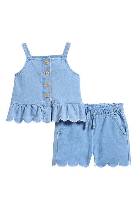 Scalloped Chambray Tank & Shorts Set (Baby)