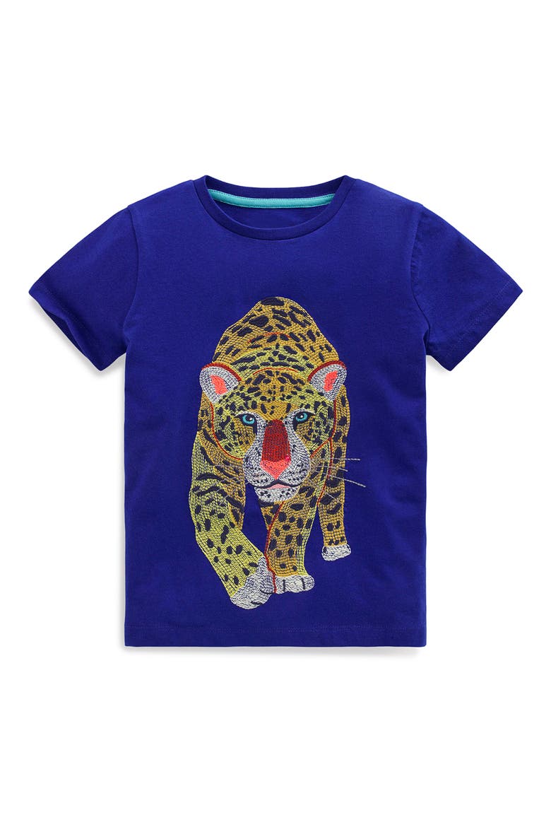 Kids' Embroidered Cheetah Cotton T-Shirt, Main, color, SURF THE WEB LEOPARD