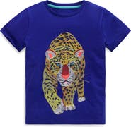 Mini Boden Kids' Embroidered Cheetah Cotton T-Shirt