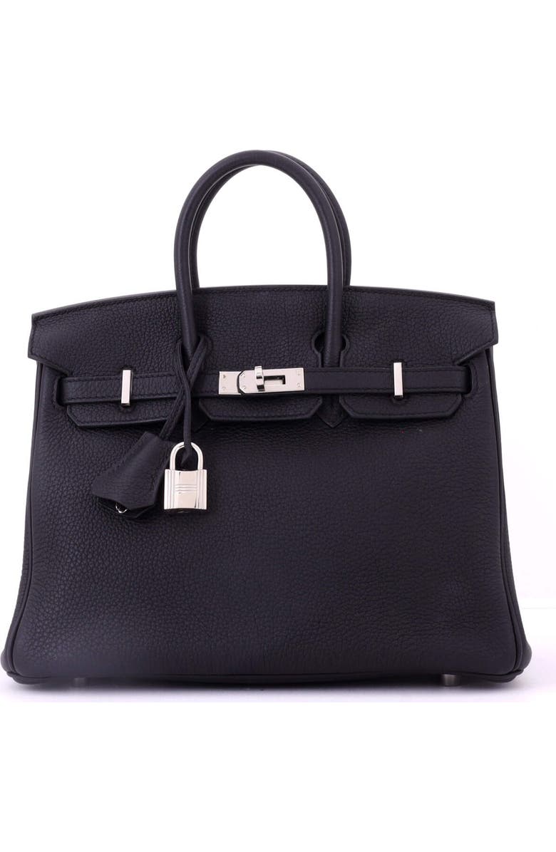 Pre-Owned Hermes Birkin Handbag Black Togo with Palladium Hardware 25, Main, color, Noir