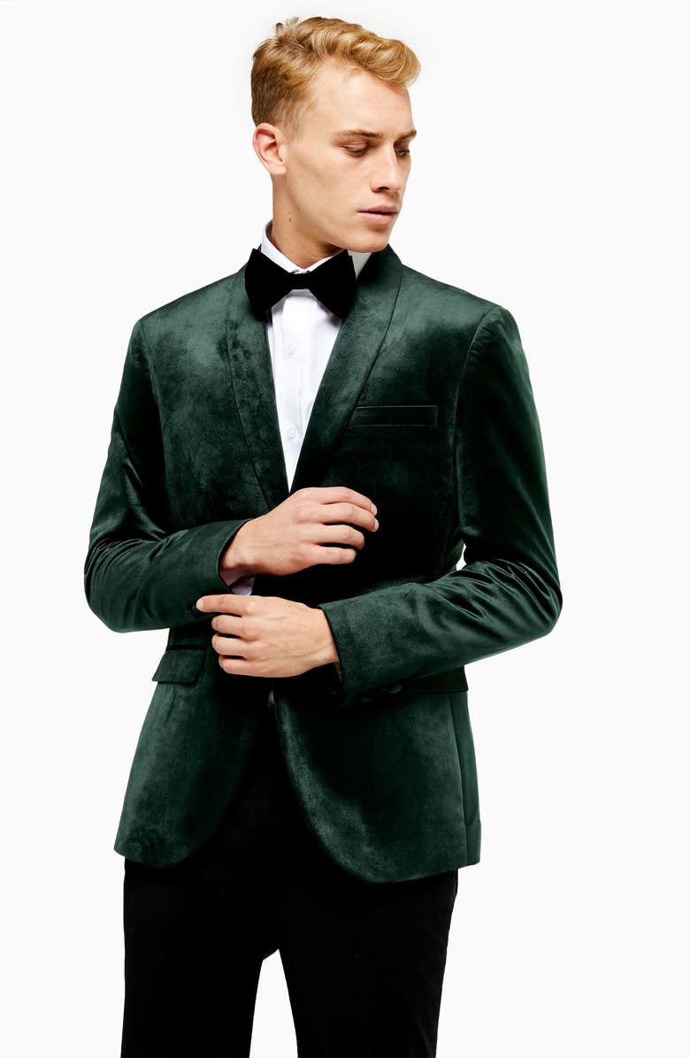 Topman Velvet Skinny Suit Jacket, Alternate, color, 
