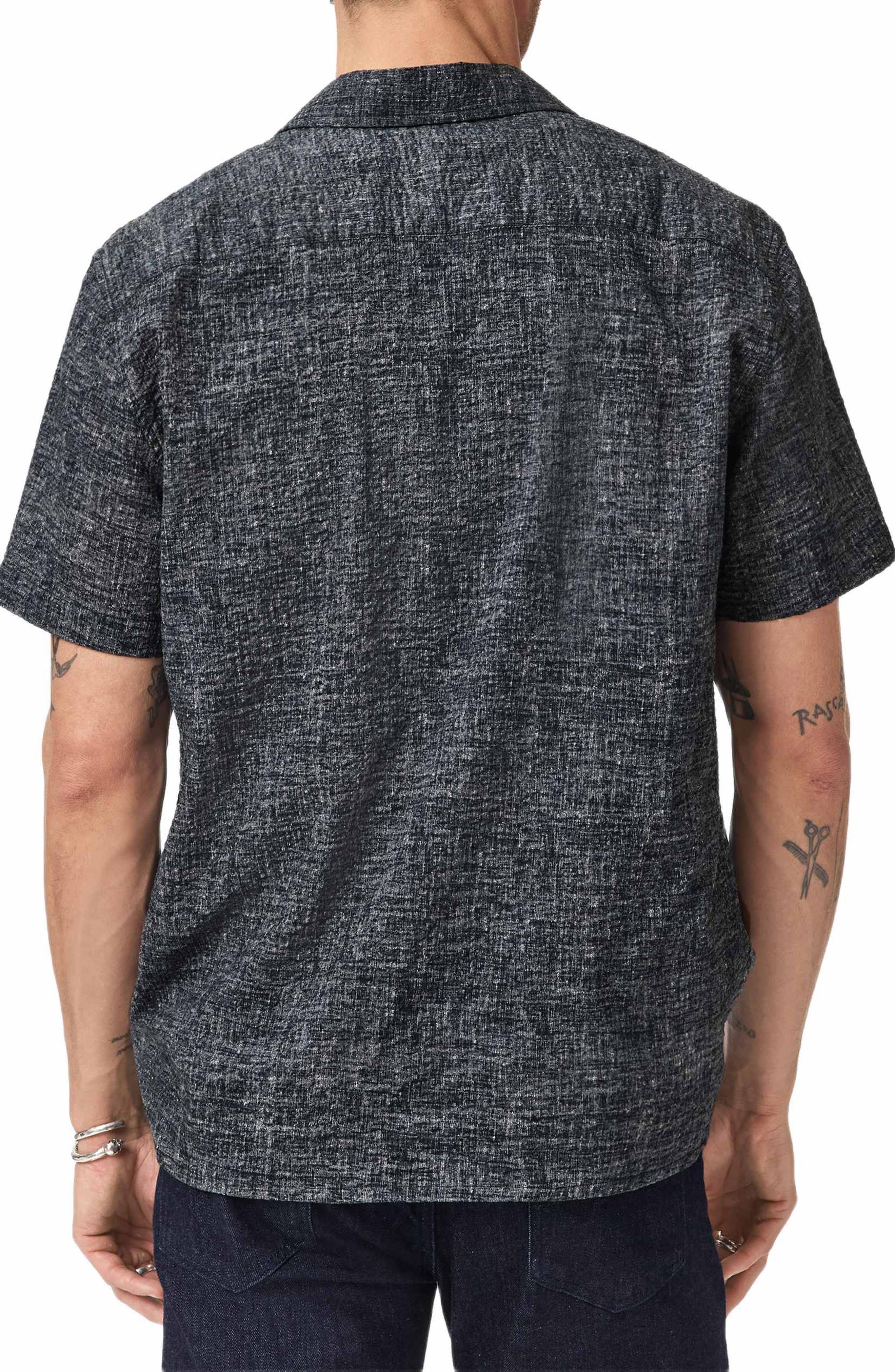 Malon Melange Short Sleeve Cotton Seersucker Button-Up Shirt - image 2