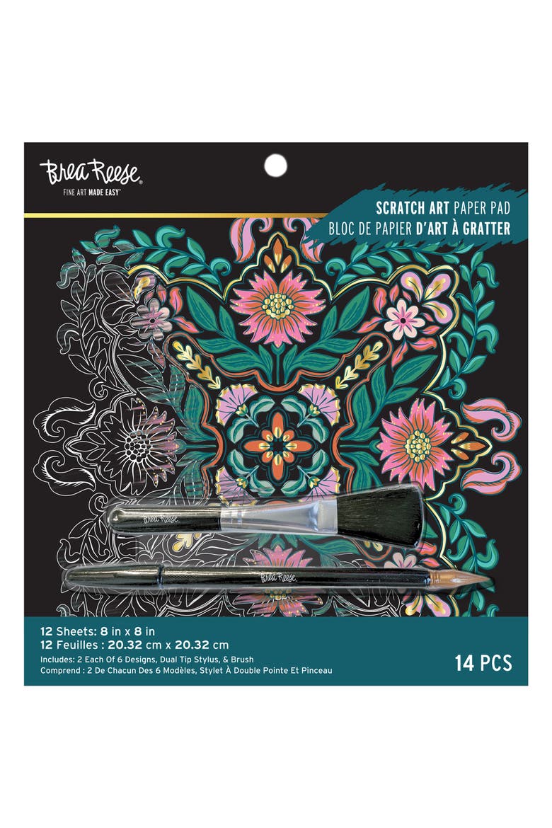 Scratch Art Paper Pad Mandala 8X8, 12 Designs, Kids & Adults, Alternate, color, Multicolored