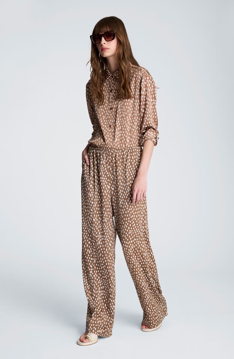 Kenneth Cole High Waist Wide Leg Pants, Alternate, color, Mesquite/ Oyster