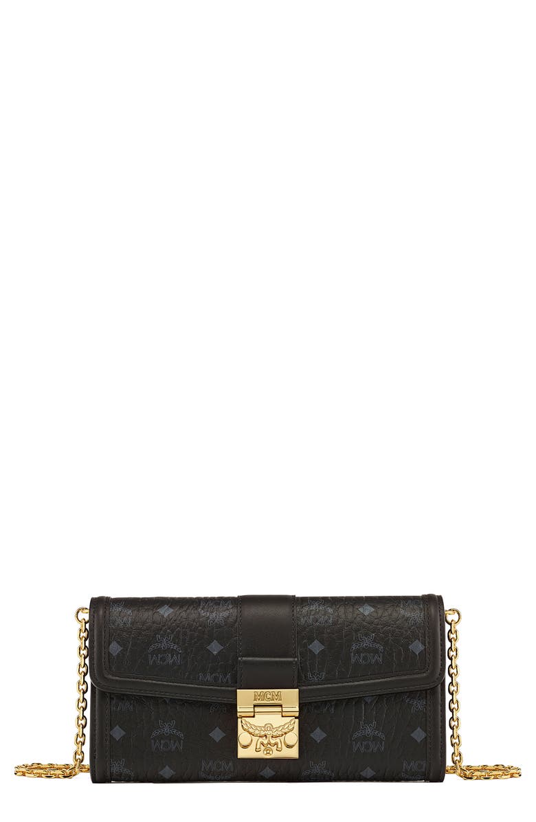 MCM Large Tracy Visetos Coated Canvas Wallet on a Chain, Main, color,