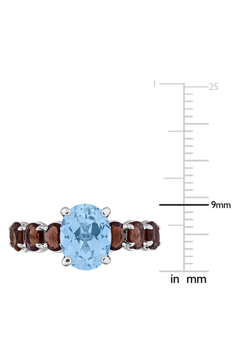 Gemstone Oval Ring Sterling Silver, Alternate, color, Blue Topaz/Smokey Quartz
