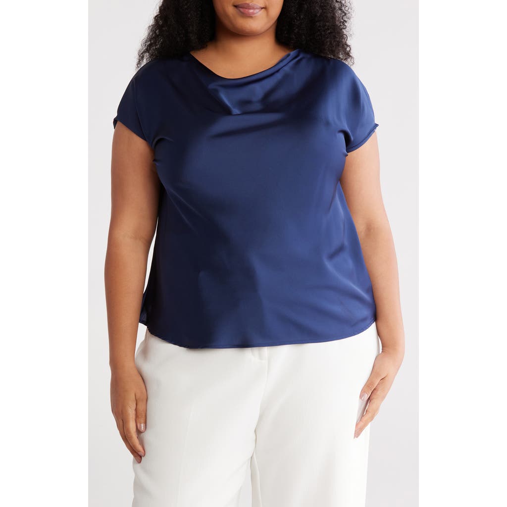Shop Renee C Cowl Neck Short Sleeve Satin Top