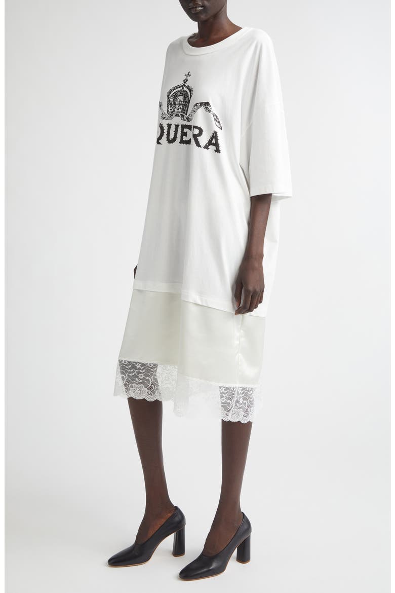 Mixed Media Graphic T-Shirt Dress, Alternate, color, WHITE
