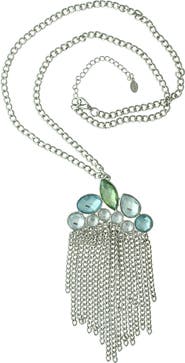 OLIVIA WELLES Gold Plated Hallie Fringe Crystal Necklace